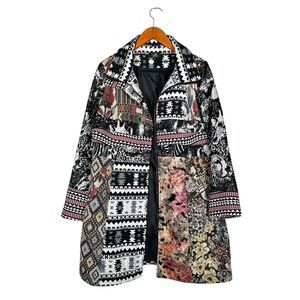 VINTAGE Mixed Media Patchwork Kilim Longline Coat